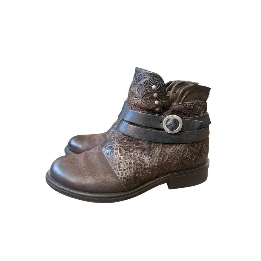 Miz Mooz Pixie Brown Leather Bootie Women size 37 US 7 - Picture 2 of 6